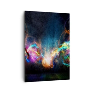 Impression sur toile - Image sur toile - Des éclairs de lumière colorés dans une composition abstraite - 50x70cm - Joyeusement contre l'obscurité - Décoration murale moderne pour le salon et la chambre ARTTOR