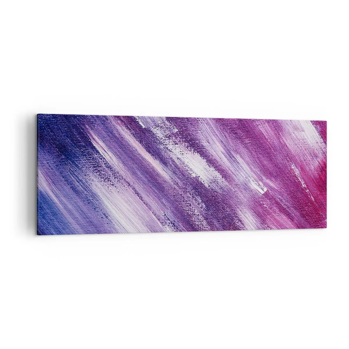 Impression sur toile - Image sur toile - Coups de pinceau abstraits dans des tons de violet et de rose - 140x50cm - Quand le vent ensoleillé souffle - Décoration murale moderne pour le salon et la chambre ARTTOR