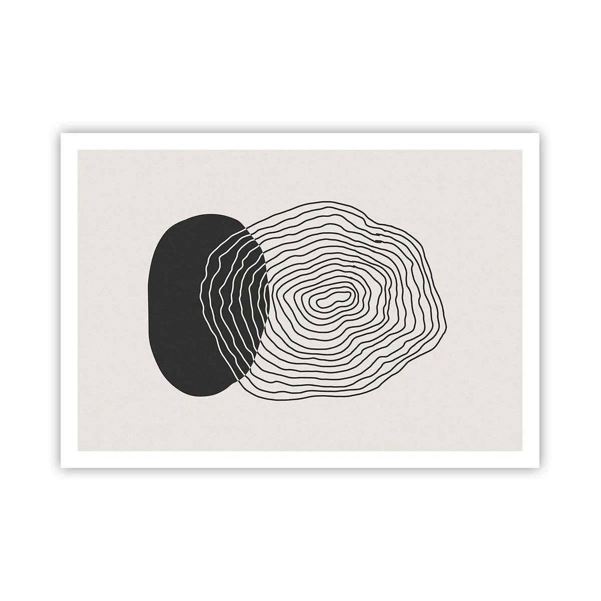 Affiche - Poster - Motif abstrait avec des lignes et des formes en noir et blanc - 100x70cm - Durabilité et oscillation - Décoration murale moderne pour le salon et la chambre ARTTOR