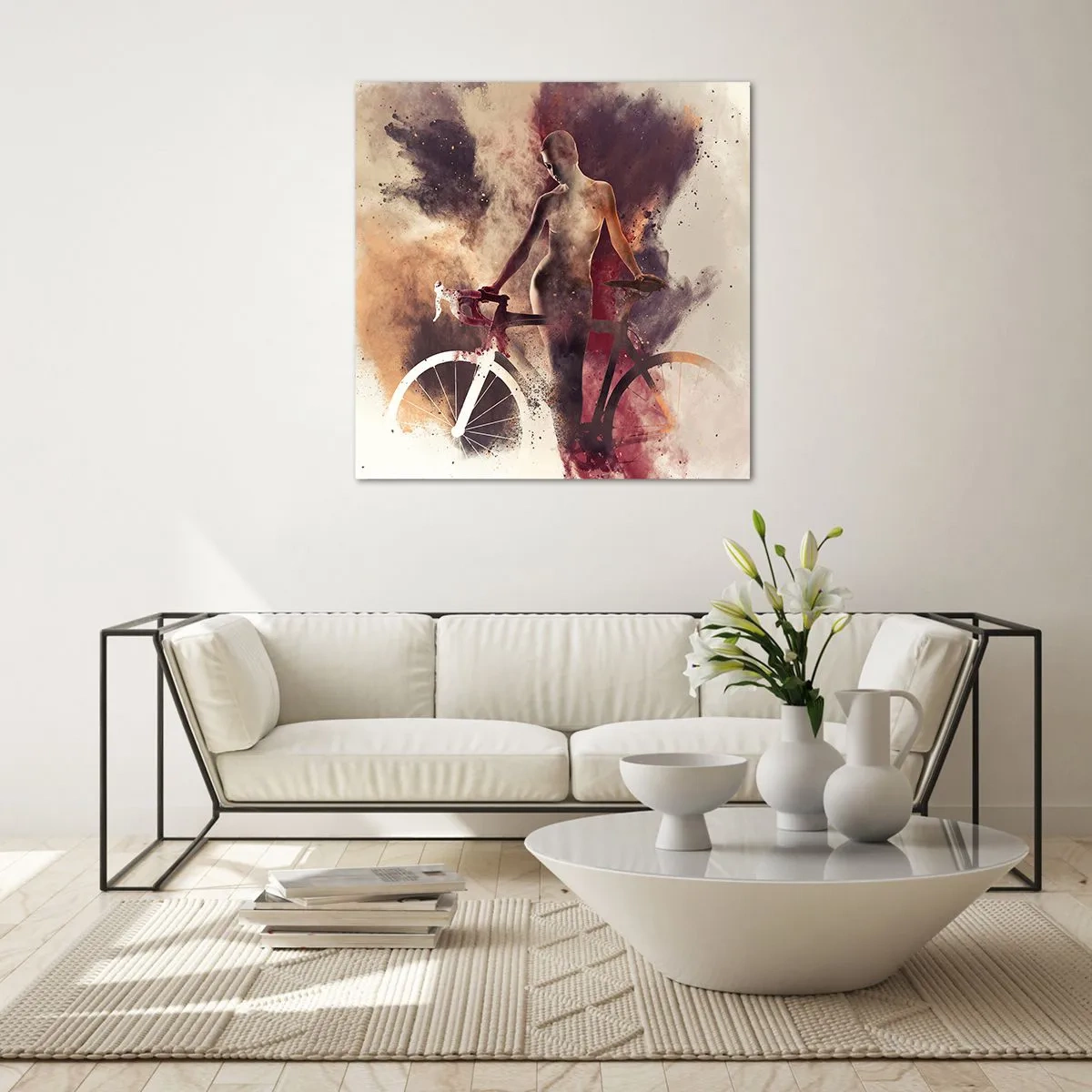 Impression sur verre - Image sur verre - Une âme de vélo aux formes marbrées - 30x30 cm