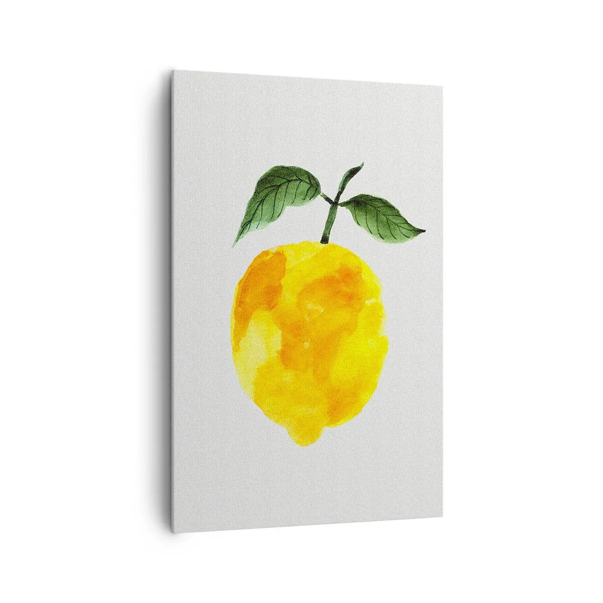 Impression sur toile - Image sur toile - Citron aquarelle avec des feuilles vertes sur fond clair - 80x120cm - Comment reconnaitre le goût du soleil - Décoration murale moderne pour le salon et la chambre ARTTOR