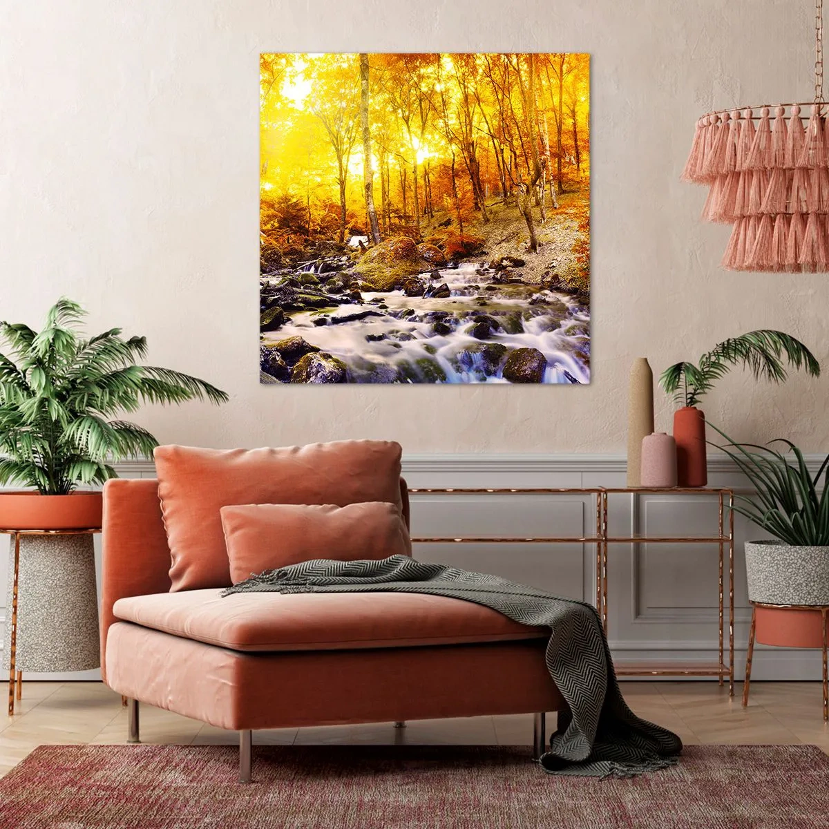 Impression sur toile - Image sur toile - Pierres serties d'or et de platine - 70x70 cm