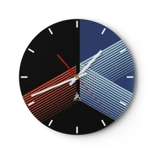 Horloge murale - Pendule murale - Abstraction géométrique avec des lignes de couleurs contrastées - 30x30cm - Histoire simple - Décoration murale moderne pour le salon, la cuisine et la chambre ARTTOR