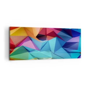 Impression sur toile - Image sur toile - Abstraction géométrique colorée aux couleurs vives - 120x50cm - Origami arc-en-ciel - Décoration murale moderne pour le salon et la chambre ARTTOR