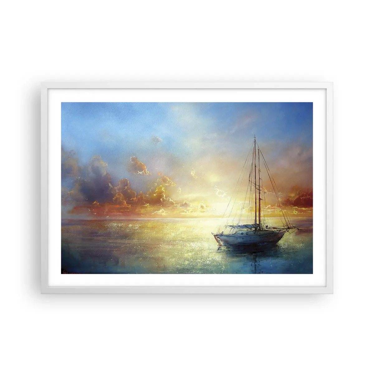 Affiche dans un cadre blanc - Poster - Dans une baie dorée - 70x50 cm