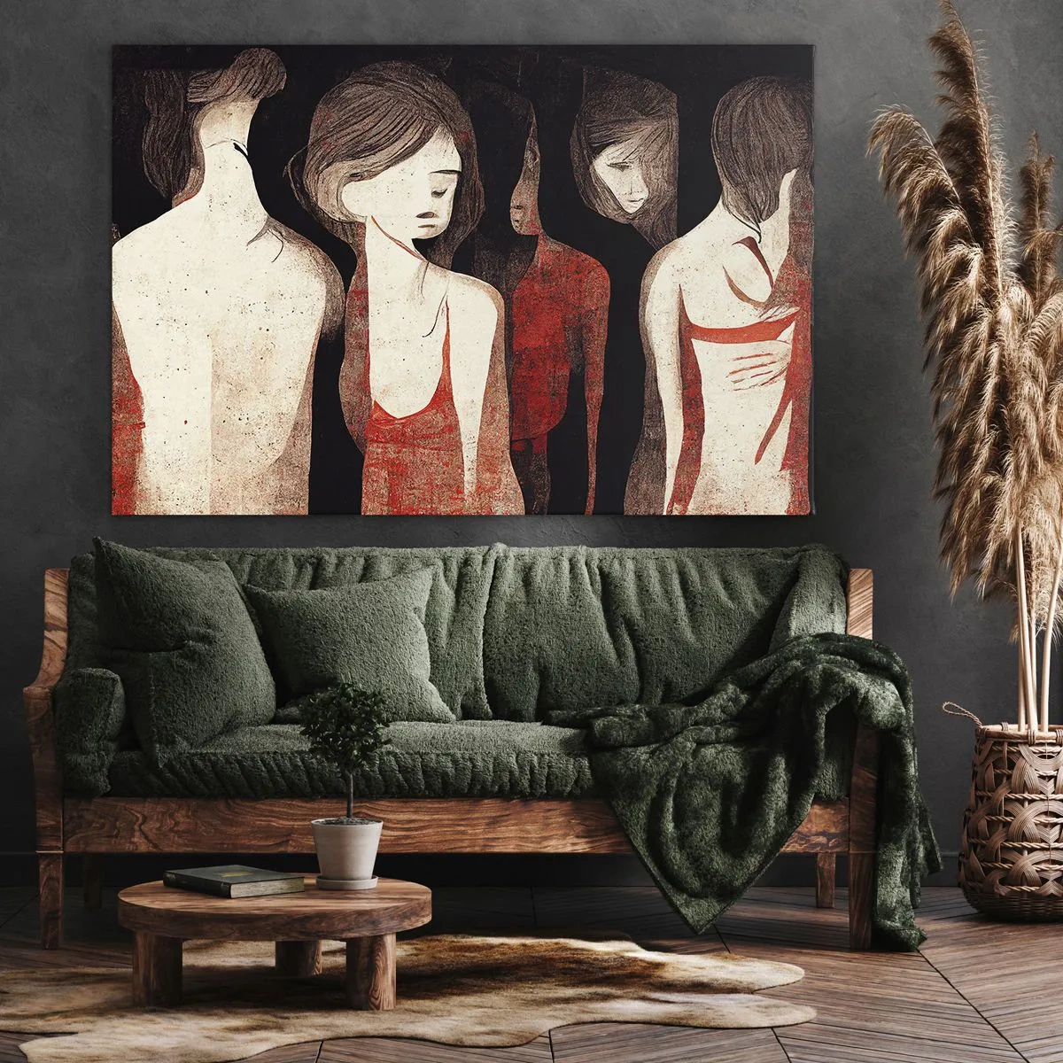 Impression sur toile - Image sur toile - Figures artistiques dans une composition abstraite - 120x80cm - Madones des ténèbres - Décoration murale moderne pour le salon et la chambre ARTTOR