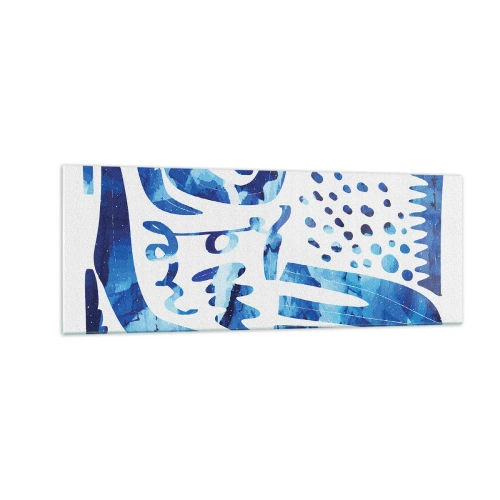 Impression sur verre - Image sur verre - Motif abstrait dans les tons de bleu - 140x50cm - Retour aux racines - Décoration murale moderne pour le salon et la chambre ARTTOR