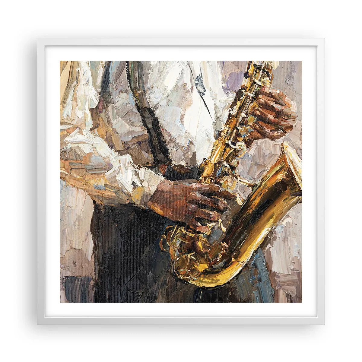 Affiche dans un cadre blanc - Poster - C'est l'heure du solo - 60x60 cm