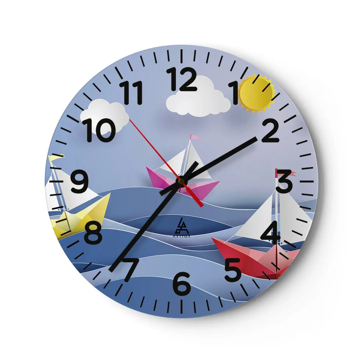 Horloge murale - Pendule murale - Ah qu'il est agréable de se balancer dans les vagues - 40x40 cm