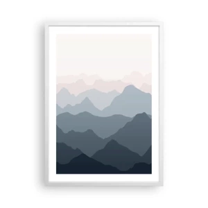 Affiche dans un cadre blanc - Poster - Vagues de montagnes - 50x70 cm
