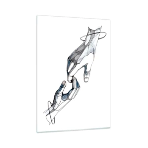 Impression sur verre - Image sur verre - Illustration artistique de deux mains dans un style abstrait - 50x70cm - Un bon geste - Décoration murale moderne pour le salon et la chambre ARTTOR