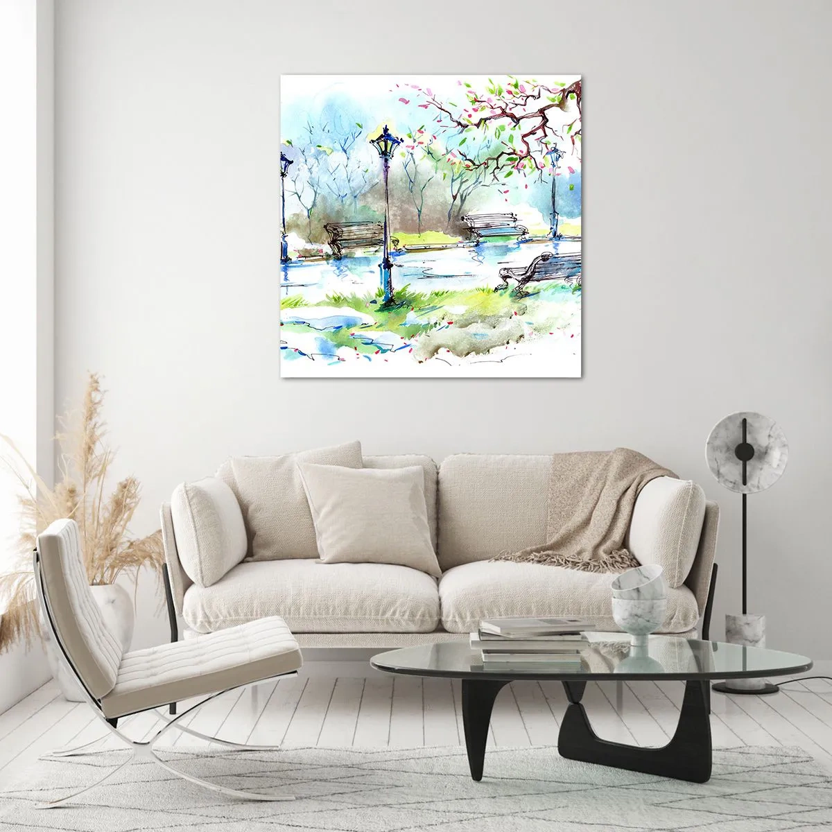 Impression sur verre - Image sur verre - Le charme du silence d'un parc - 30x30 cm