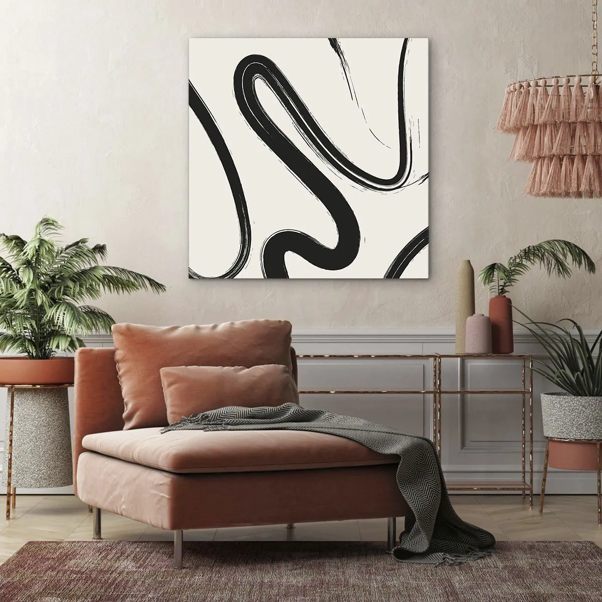 Impression sur toile - Image sur toile - Fantaisie en noir et blanc - 40x40 cm