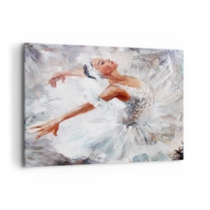 Impression sur toile - Image sur toile - Une ballerine en robe blanche dansant - 100x70cm - Délicat et léger comme du tulle - Décoration murale moderne pour le salon et la chambre ARTTOR