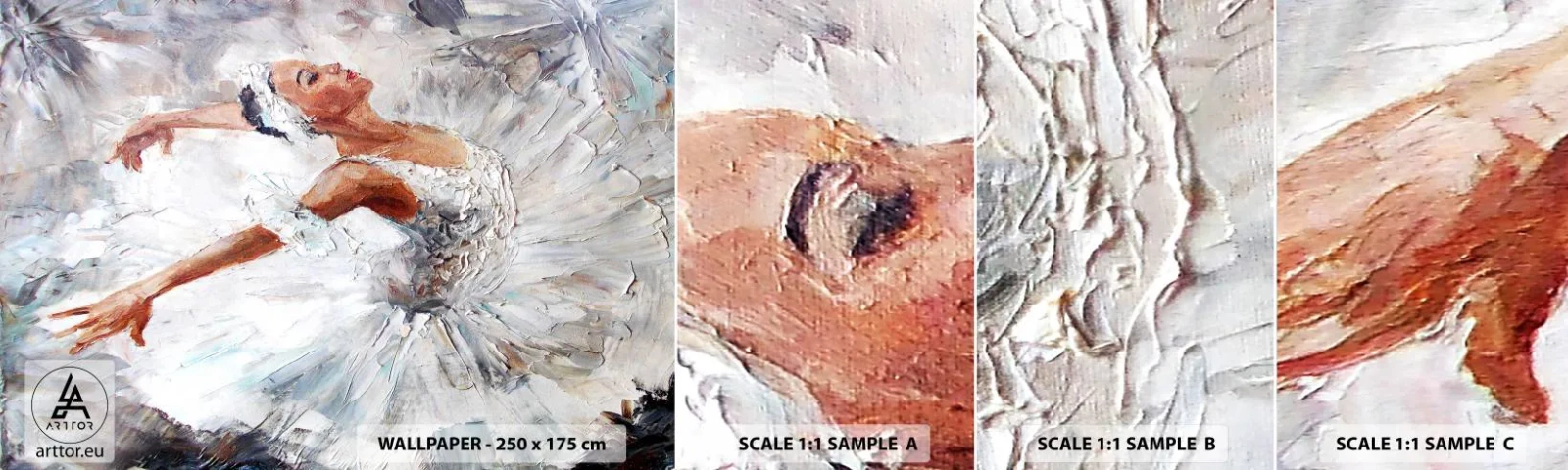 Échantillon de Papier Peint Autocollant Deluxe Sticker - Délicat et léger comme du tulle - Ballerine, Danse, Ballet - 100x30 cm