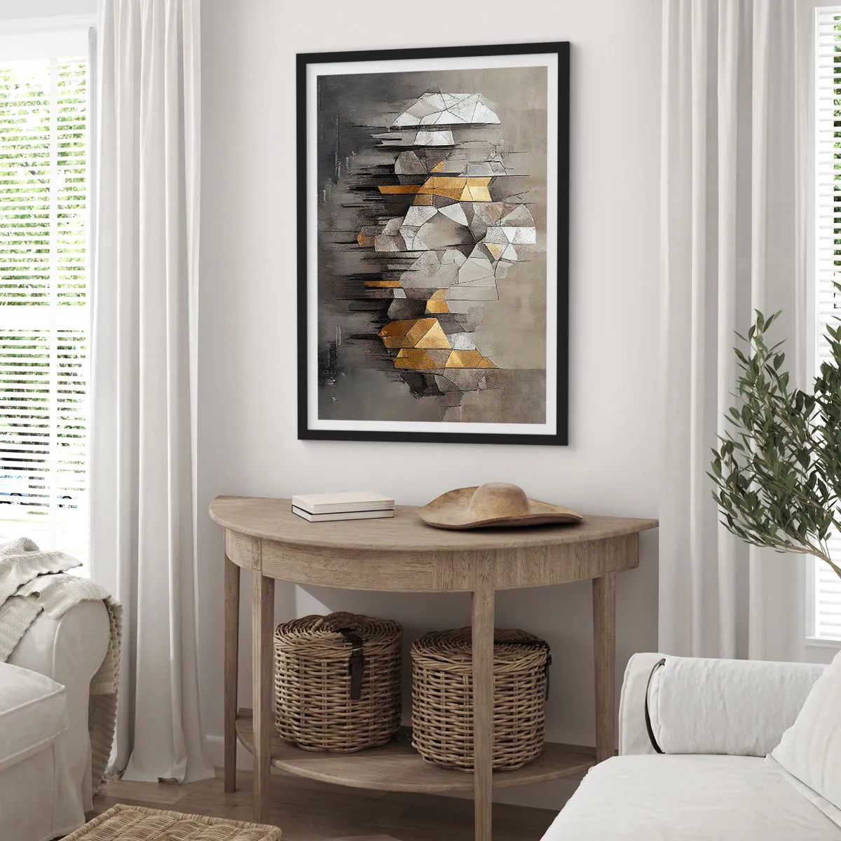 Affiche dans un cadre noir - Poster - Composition de glace et de lumière - 70x100 cm