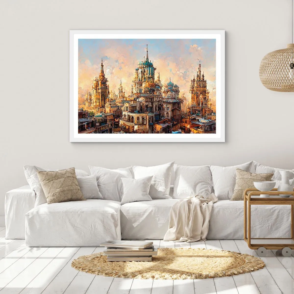 Affiche dans un cadre blanc - Poster - Ville des villes - 100x70 cm