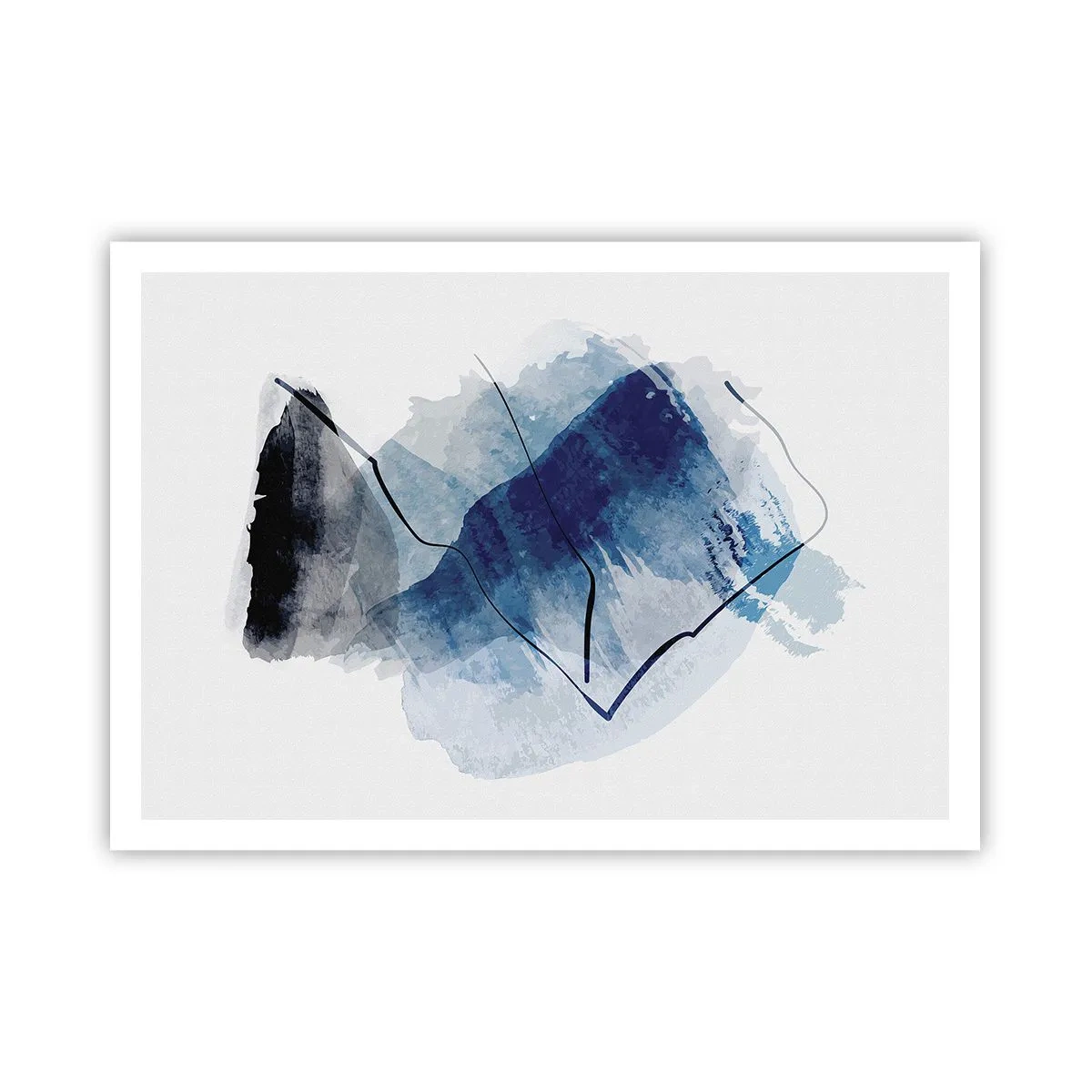 Affiche - Poster - Formes abstraites dans des tons de bleu avec des lignes délicates - 100x70cm - Montagne de glace - Décoration murale moderne pour le salon et la chambre ARTTOR