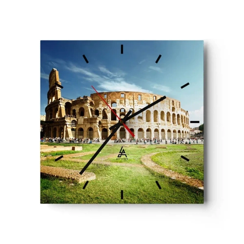 Horloge murale - Pendule murale - Le Colisée de Rome entouré de verdure et de ciel bleu - 30x30cm - On entend encore la détonation de l'arme - Décoration murale moderne pour le salon et la chambre ARTTOR