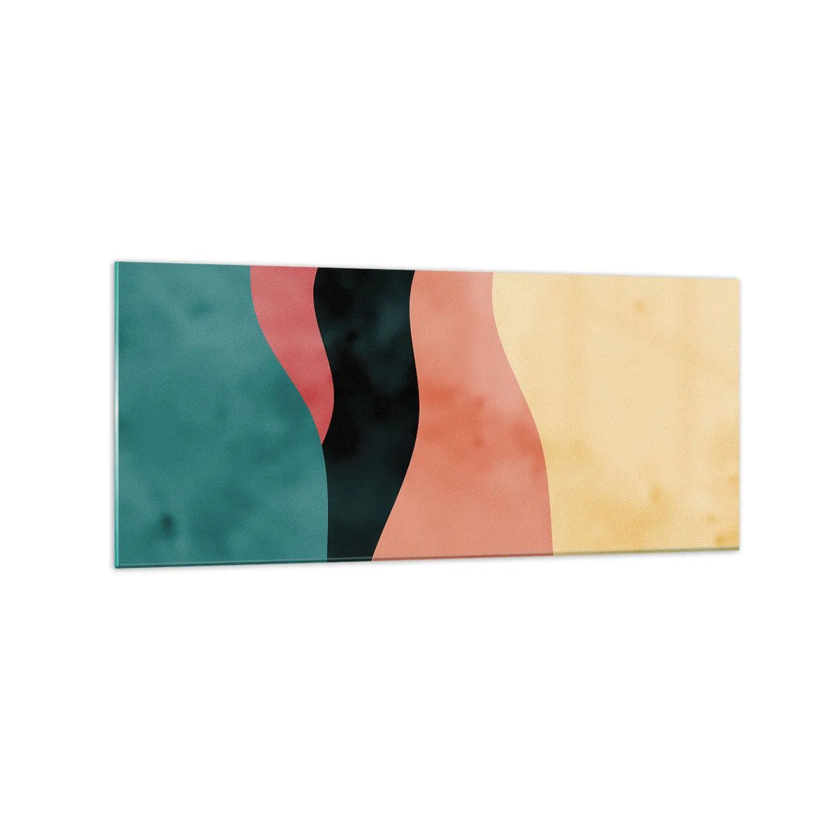 Impression sur verre - Image sur verre - Vagues abstraites aux couleurs pastel - 120x50cm - Conformité non-conforme - Décoration murale moderne pour le salon et la chambre ARTTOR