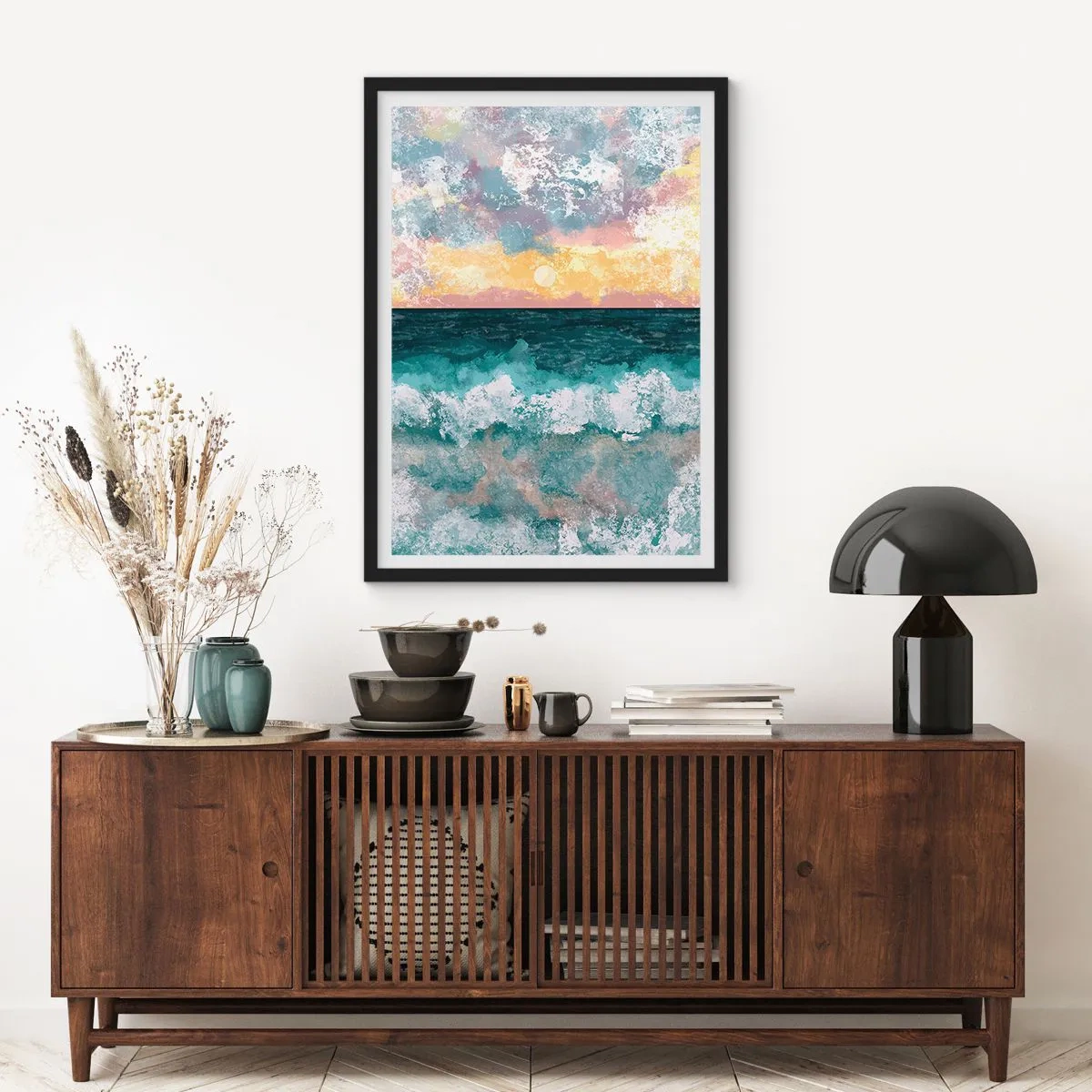 Affiche dans un cadre noir - Poster - Eau, lumière, air - 30x40 cm