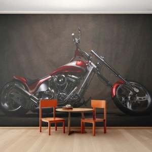 Papier Peint Photo Premium Sand - Hélicoptère rouge sur fond de tissu sombre - 100x70cm - Beauté rouge-argent - Décoration murale moderne pour le salon et la chambre ARTTOR