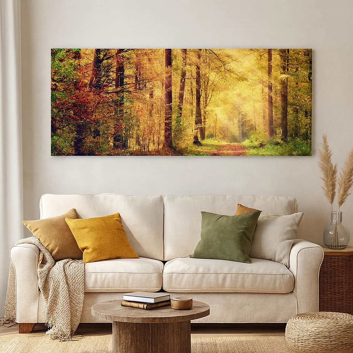 Impression sur toile - Image sur toile - Silence d'or en forêt - 30x30 cm