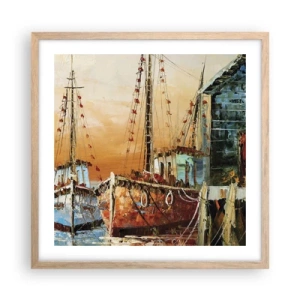 Affiche dans un chêne clair - Poster - Retour tranquille - 50x50 cm