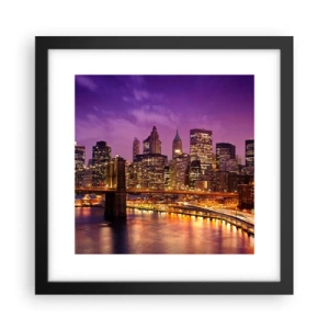Affiche dans un cadre noir - Poster - Manhathann or violet - 30x30 cm