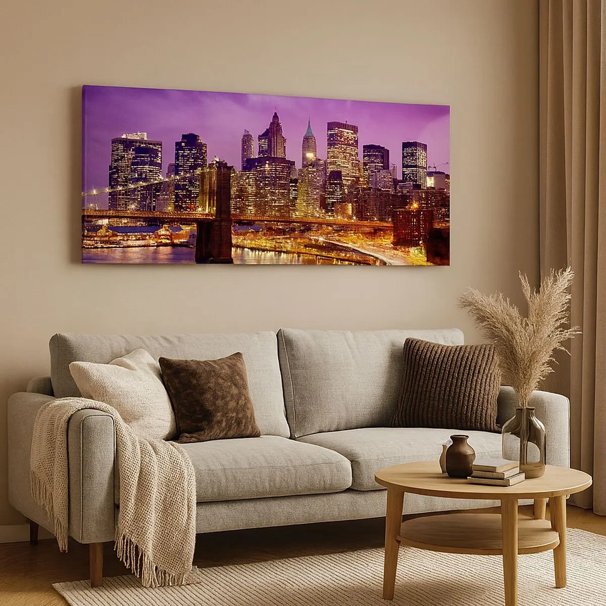 Impression sur toile - Image sur toile - Manhathann or violet - 100x40 cm