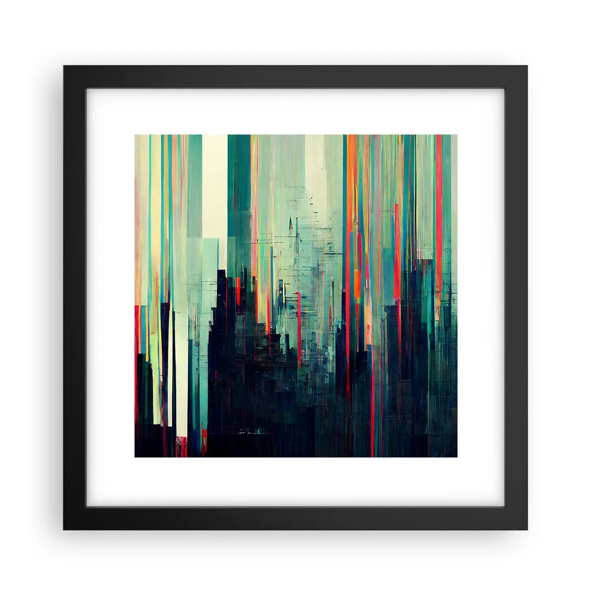 Affiche dans un cadre noir - Poster - Ville futuriste - 30x30 cm