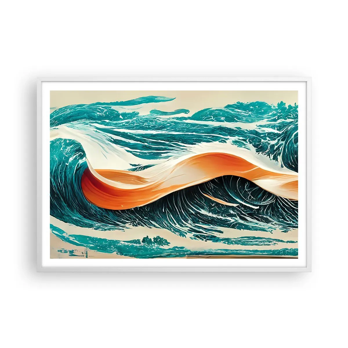 Affiche dans un cadre blanc - Poster - Le rêve d'un surfeur - 100x70 cm
