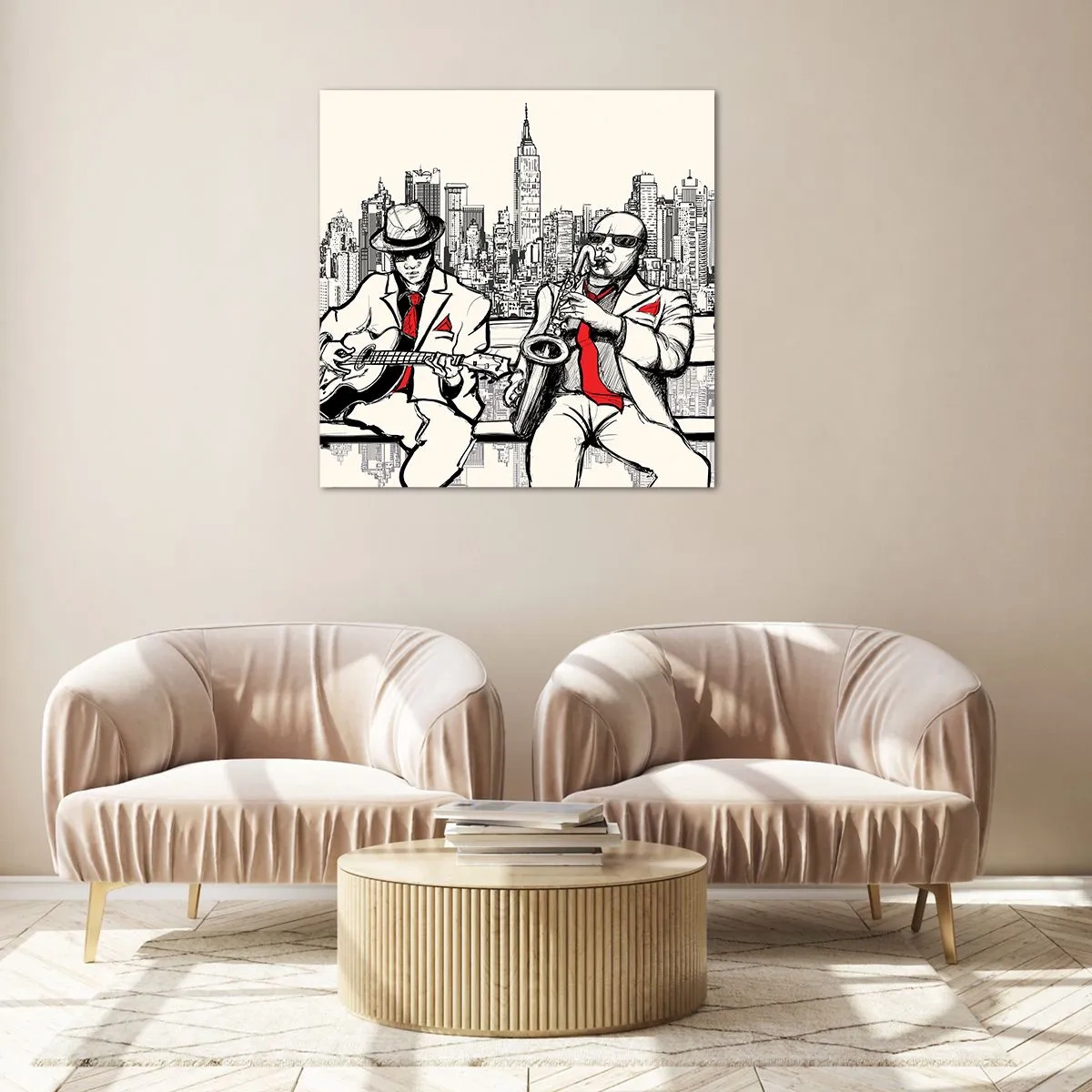 Impression sur verre - Image sur verre - improvisation new-yorkaise - 70x70 cm