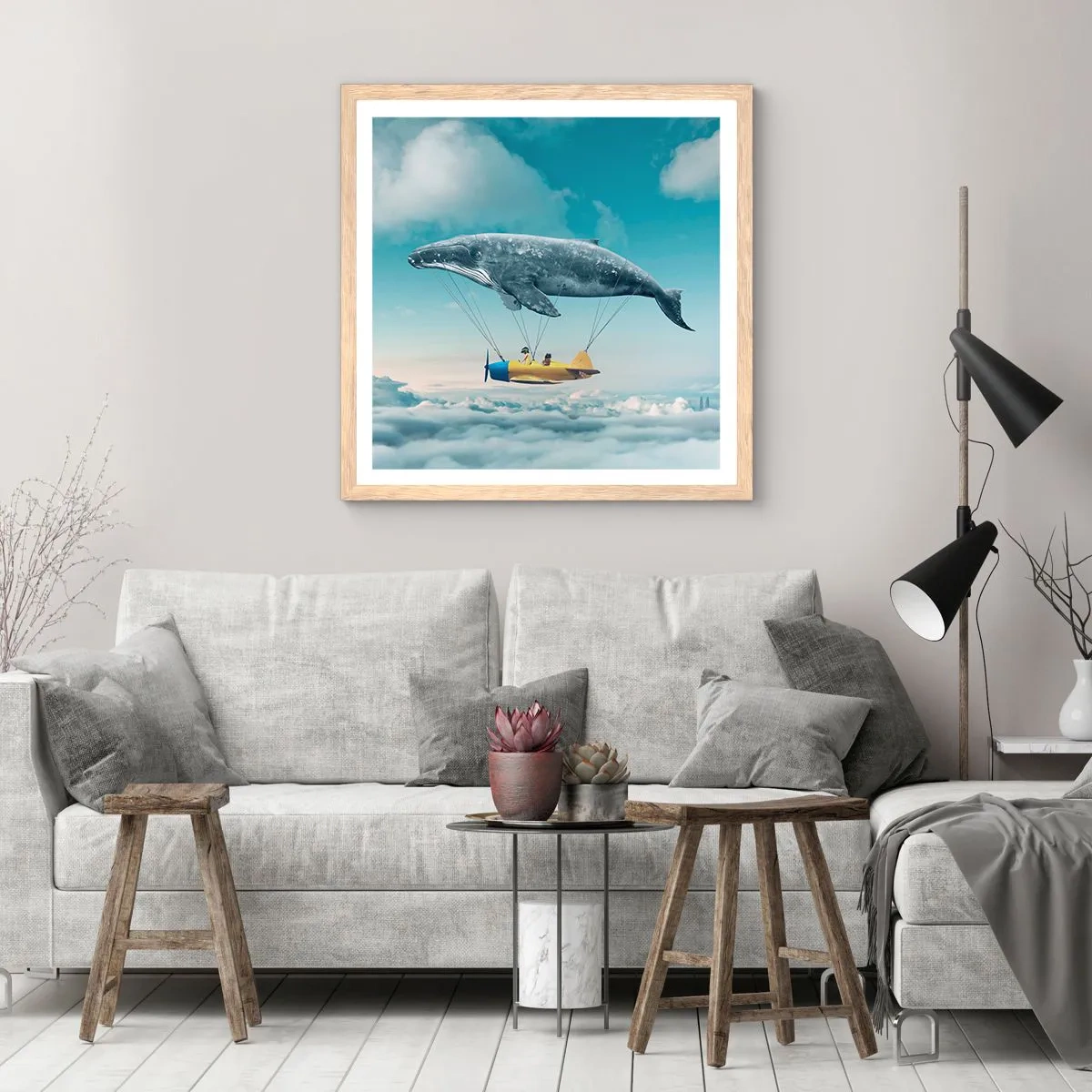 Affiche dans un chêne clair - Poster - Pourquoi pas? - 60x60 cm