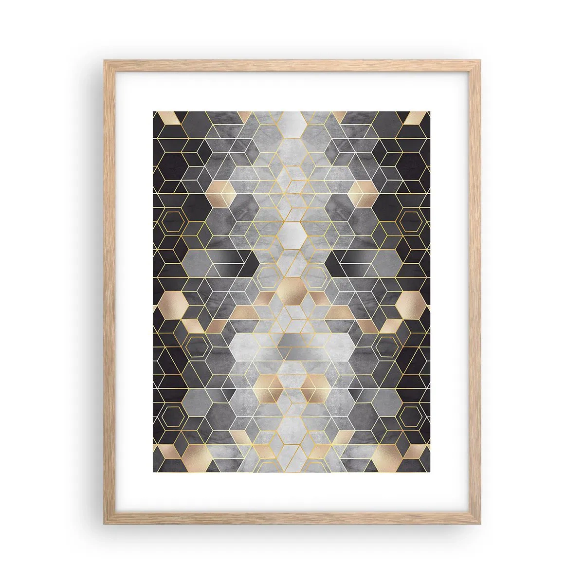 Affiche dans un chêne clair - Poster - Composition de diamants - 40x50 cm