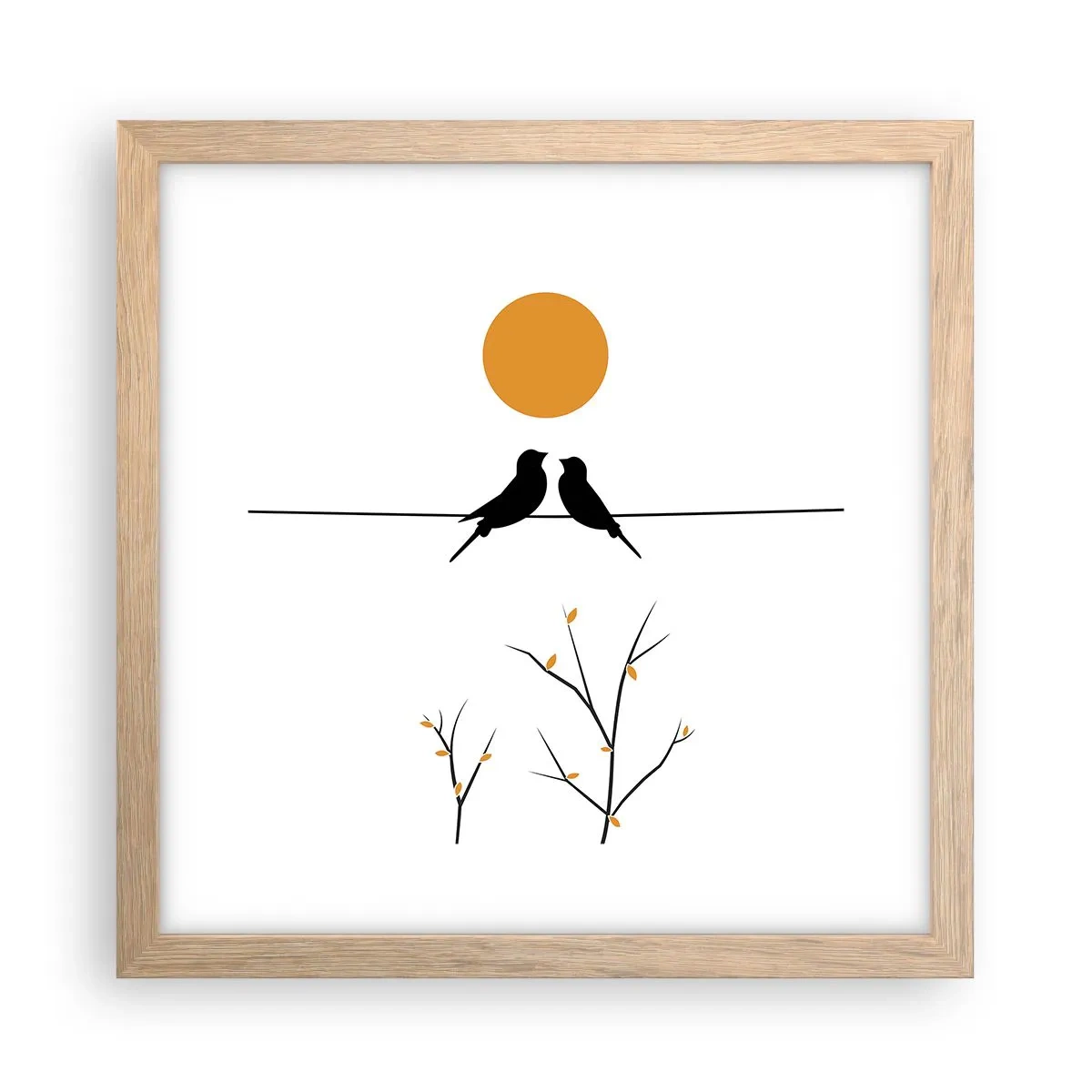 Affiche dans un chêne clair - Poster - Soirée pour rossignols - 30x30 cm