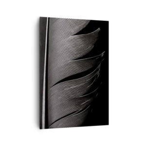 Impression sur toile - Image sur toile - Texture de plumes noires et blanches dans un style minimaliste - 70x100cm - La plume – un design magnifique - Décoration murale moderne pour le salon et la chambre ARTTOR