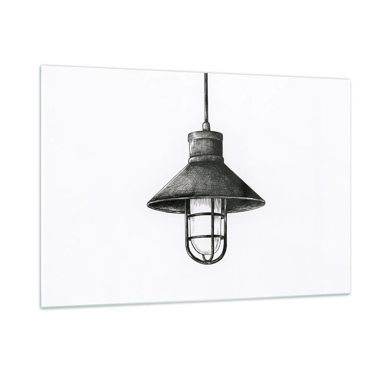 Impression sur verre - Image sur verre - Lampe à suspension noire de style industriel - 120x80cm - Comme il y a des années… - Décoration murale moderne pour le salon et la chambre ARTTOR