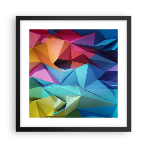 Affiche dans un cadre noir - Poster - Origami arc-en-ciel - 40x40 cm