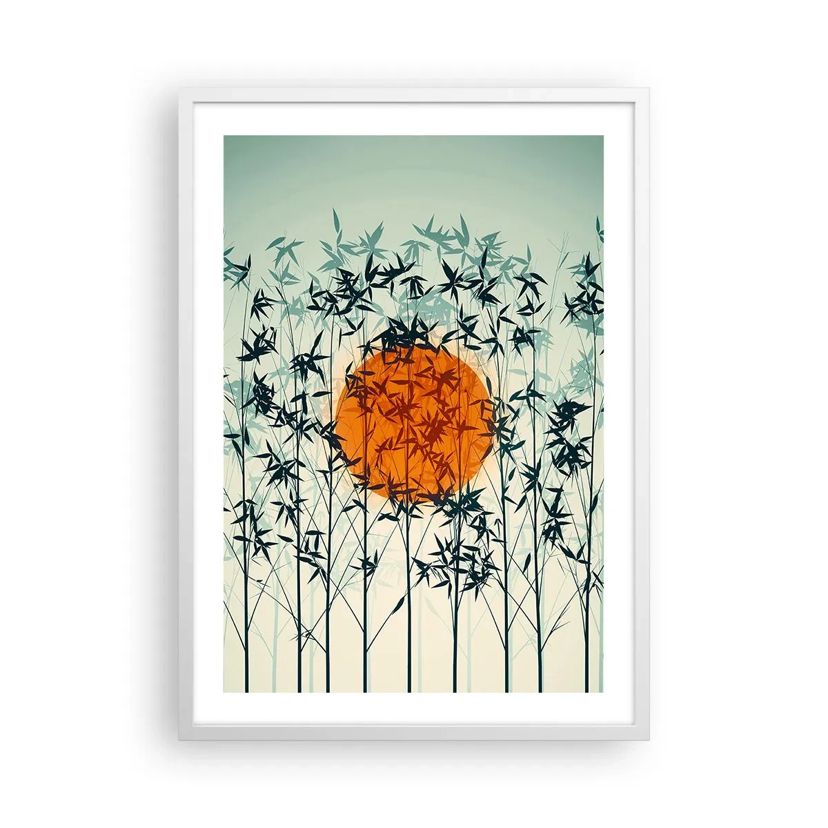 Affiche dans un cadre blanc - Poster - Soleil japonnais - 50x70 cm