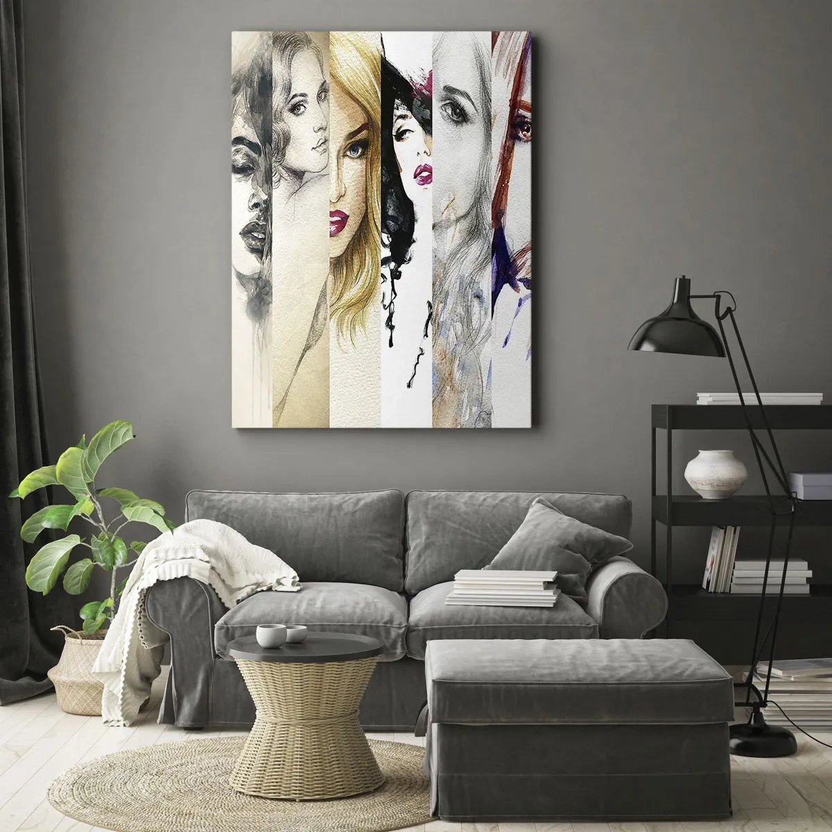 Impression sur toile - Image sur toile - Une collection de portraits de femmes dans divers styles artistiques. - 80x120cm - Et c'est toujours TOI - Décoration murale moderne pour le salon et la chambre ARTTOR
