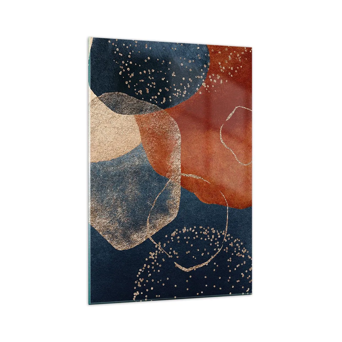 Impression sur verre - Image sur verre - Formes abstraites dans des tons de rouge et de bleu - 70x100cm - La légèreté de l'être - Décoration murale moderne pour le salon et la chambre ARTTOR