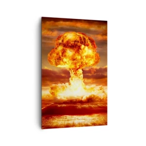 Impression sur toile - Image sur toile - Explosion d'un nuage en forme de champignon sur fond de coucher de soleil - 80x120cm - Et la fin viendra - Décoration murale moderne pour le salon et la chambre ARTTOR