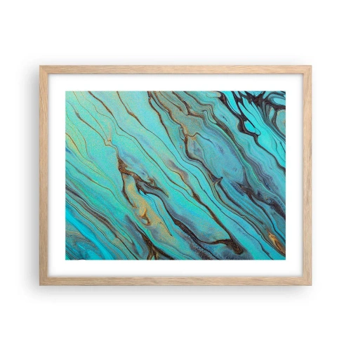 Affiche dans un chêne clair - Poster - Marée turquoise - 50x40 cm