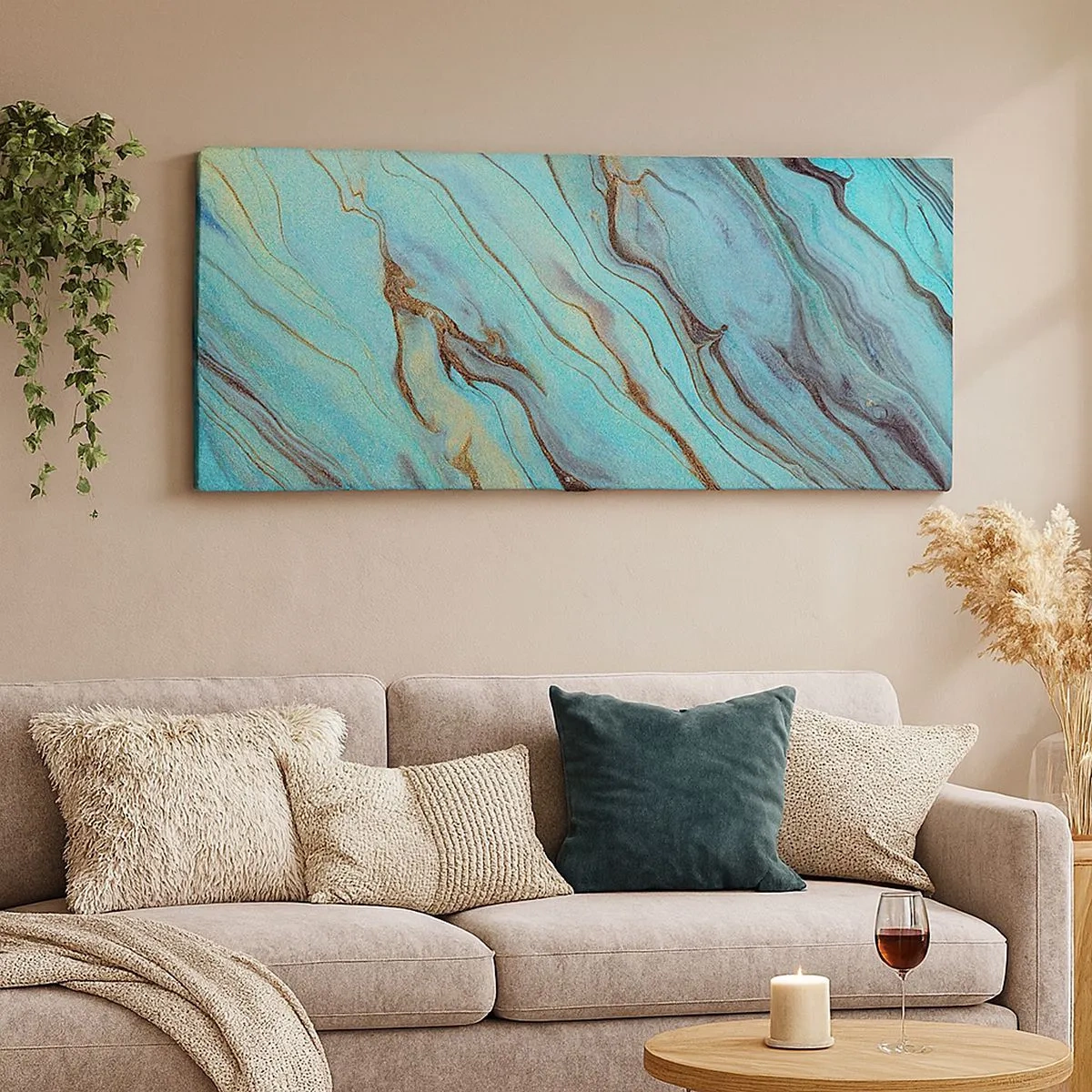 Impression sur toile - Image sur toile - Marée turquoise - 100x40 cm