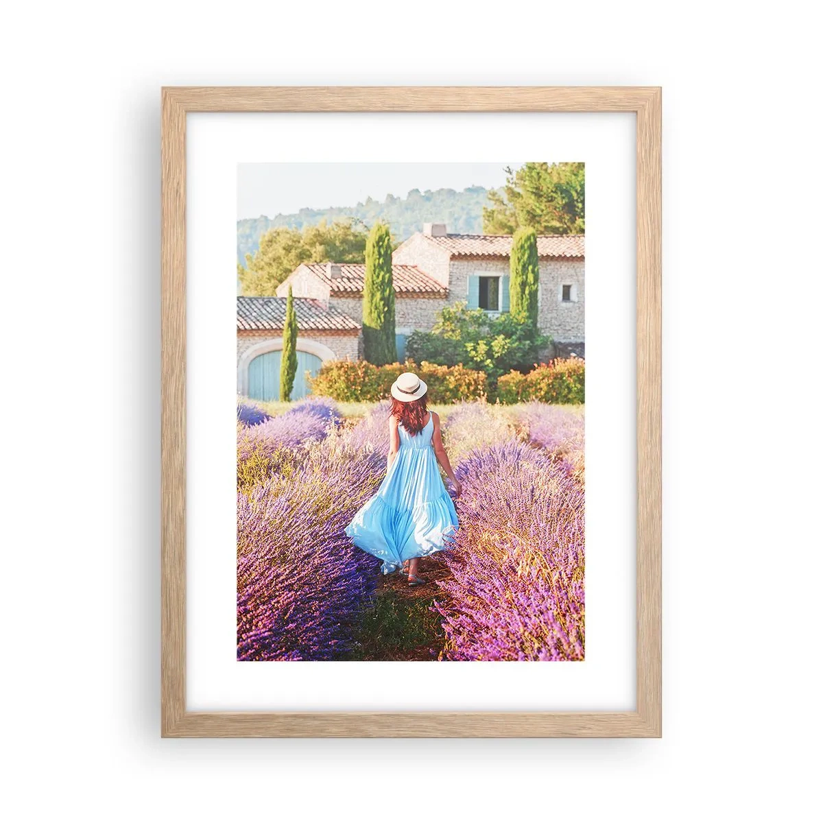 Affiche dans un chêne clair - Poster - Fille de la lavande - 30x40 cm