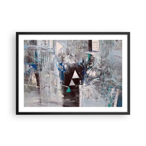 Affiche dans un cadre noir - Poster - Composition abstraite avec des triangles et des motifs géométriques - 70x50cm - Ordre prioritaire des triangles - Décoration murale moderne pour le salon et la chambre ARTTOR