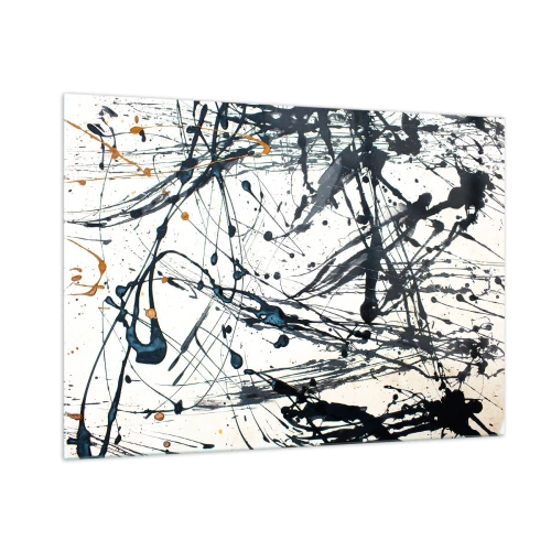 Impression sur verre - Image sur verre - Éclaboussures de peinture dynamiques sur fond blanc - 100x70cm - Abstraction expressionniste - Décoration murale moderne pour le salon et la chambre ARTTOR