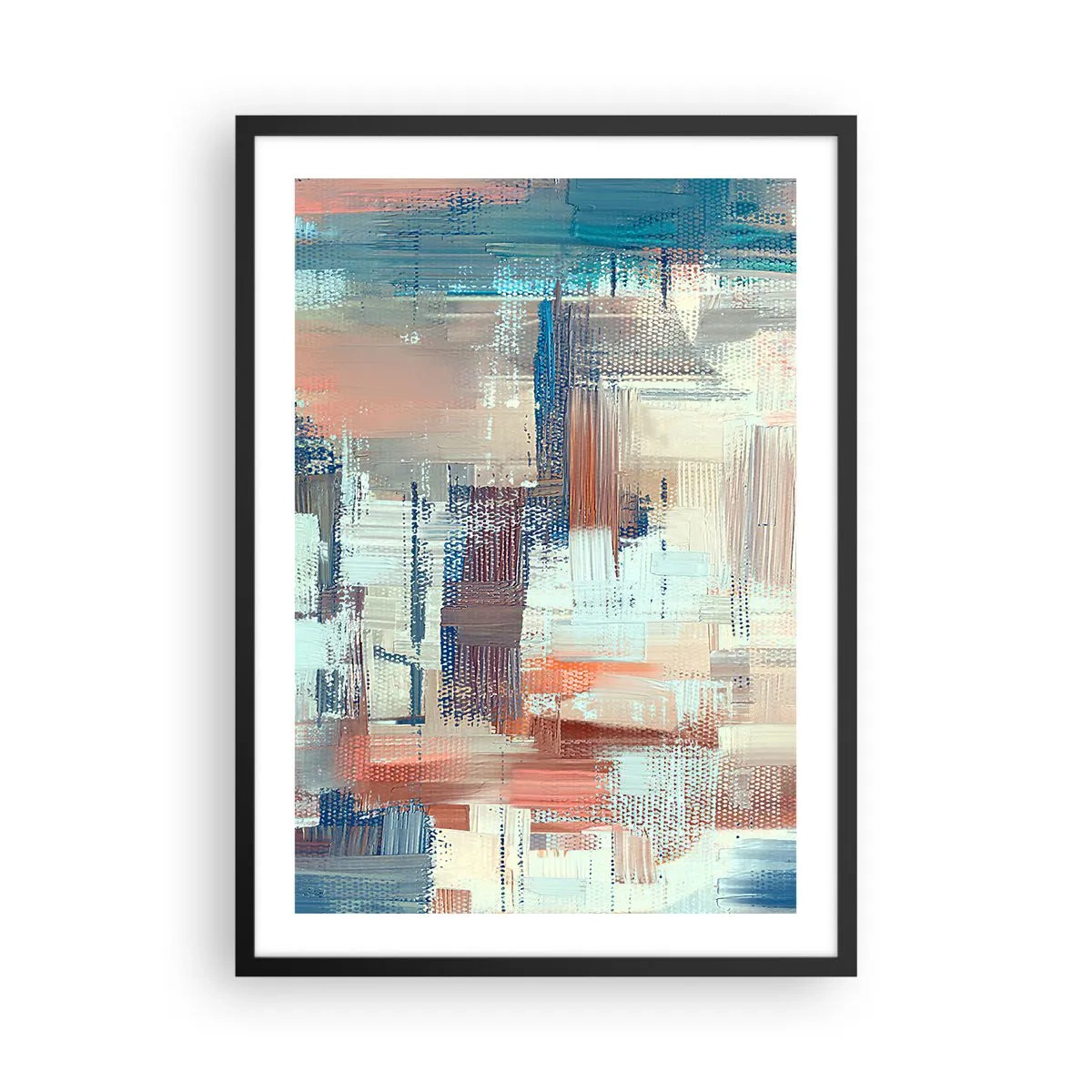 Affiche dans un cadre noir - Poster - Une composition abstraite de coups de pinceau aux couleurs chaudes. - 50x70cm - Atteindre la lumière - Décoration murale moderne pour le salon et la chambre ARTTOR