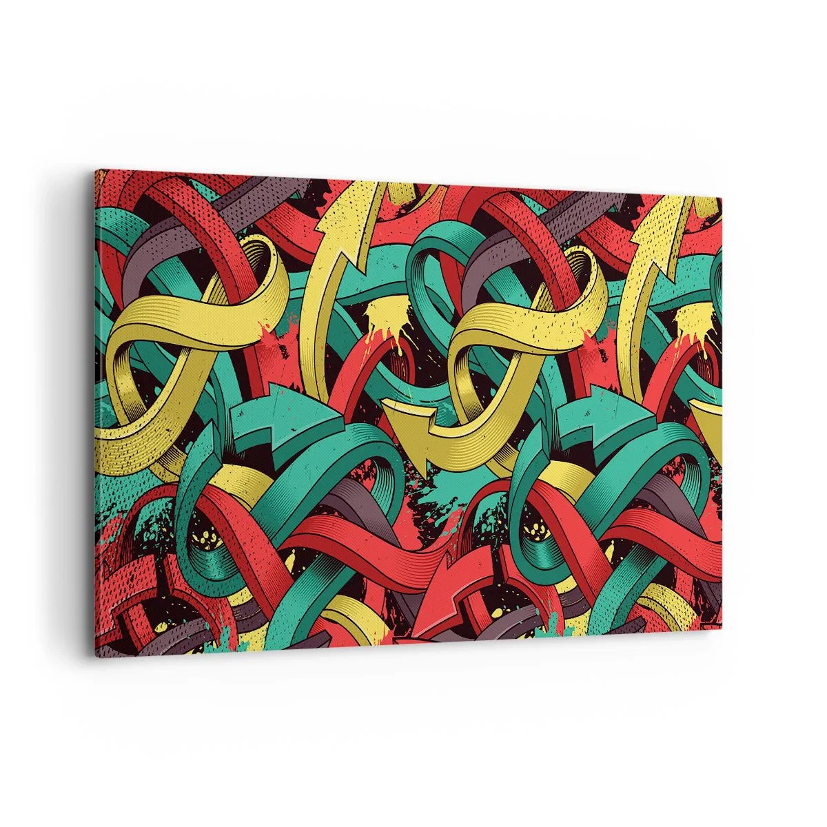 Impression sur toile - Image sur toile - Des flèches abstraites aux couleurs vives créant le chaos - 120x80cm - Quel chemin vers le but ? - Décoration murale moderne pour le salon et la chambre ARTTOR